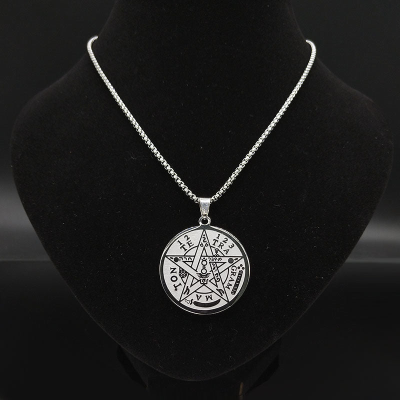 Colar em aço com pingente Tetragramaton